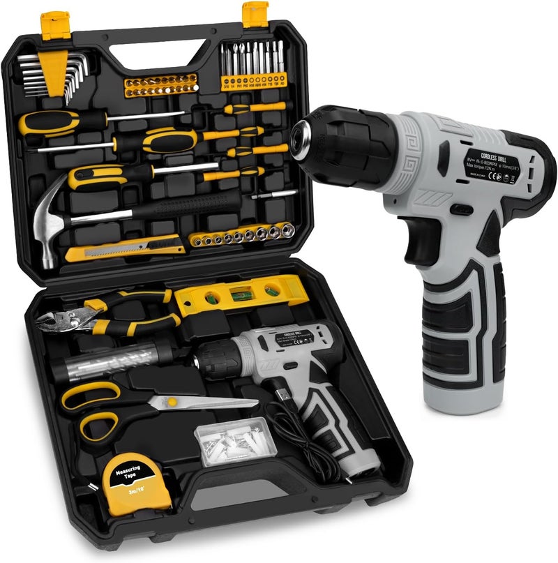 Thatool 139-Piece Tool Set - Tool Kit with 8V Cordless Drill Driver in ToolBox Storage Case, General Household Drill Set for Home Repairs, Handyman, DIY Projects - Image 1